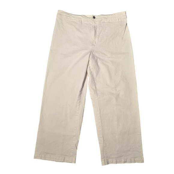 Madewell Denim - Madewell The Emmett Wide-Leg Crop Jean Welt Pocket Edition Tile White 32 Coastal